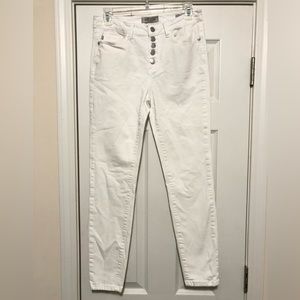 Judy Blue High Rise Button Fly Skinny Jeans White Denim Women’s Size 7/28